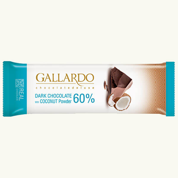 شکلات گالاردو تلخ با پودر نارگیل